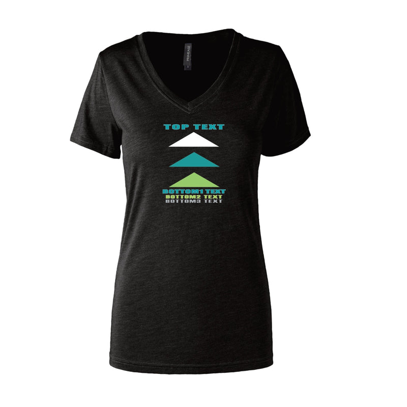 Women's Semi- Fitted Premium V- Neck T-Shirt  - Black - Logo Text Drop