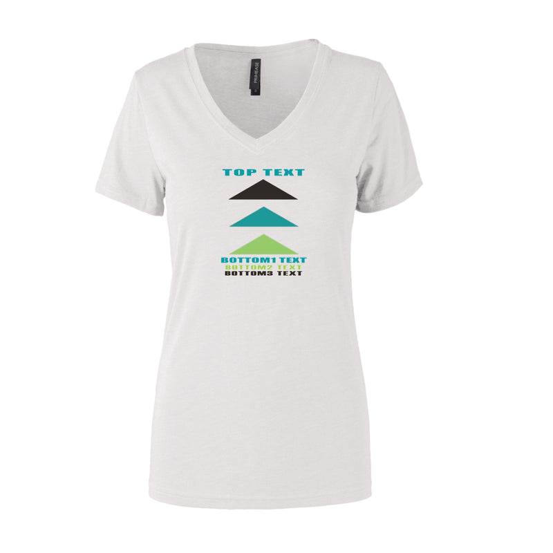 Women's Semi- Fitted Premium V- Neck T-Shirt  - White - Logo Text Drop