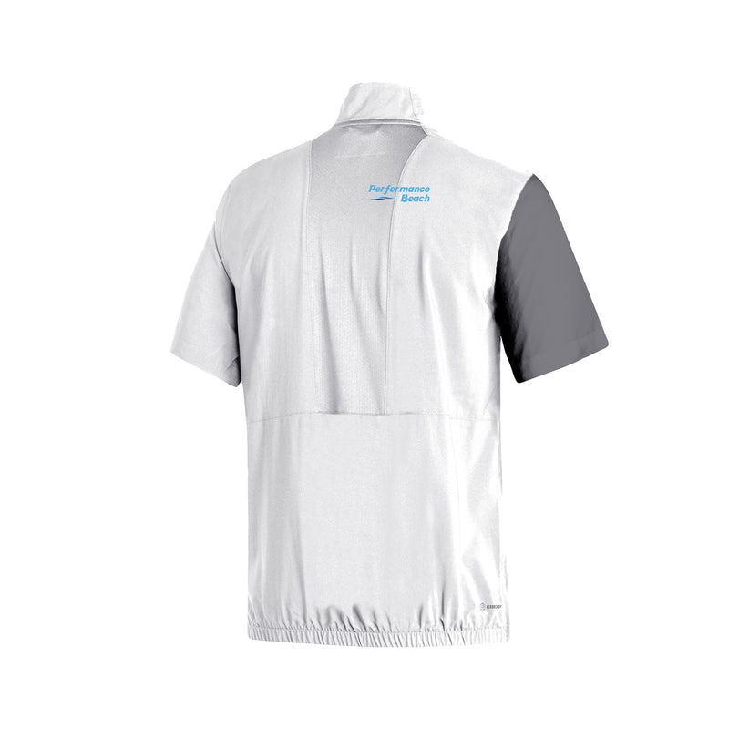 Stadium 1/4 Zip Woven Short Sleeve - White - Grey