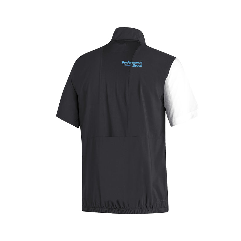 Stadium 1/4 Zip Woven Short Sleeve - Black - White