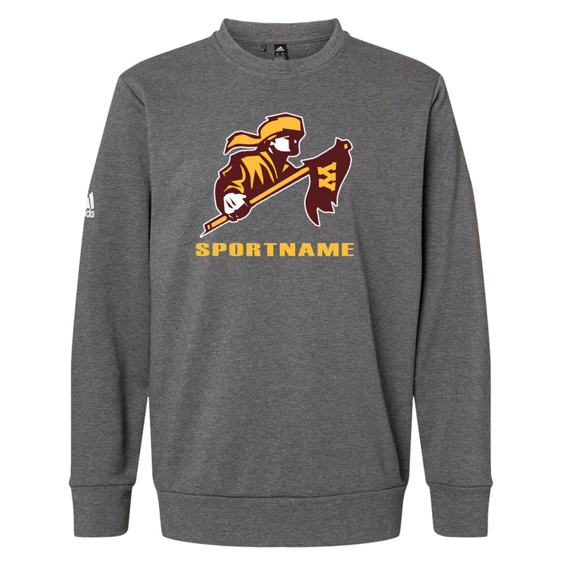 Adidas Fleece Crewneck Sweatshirt - Dark Grey Heather - Big Logo