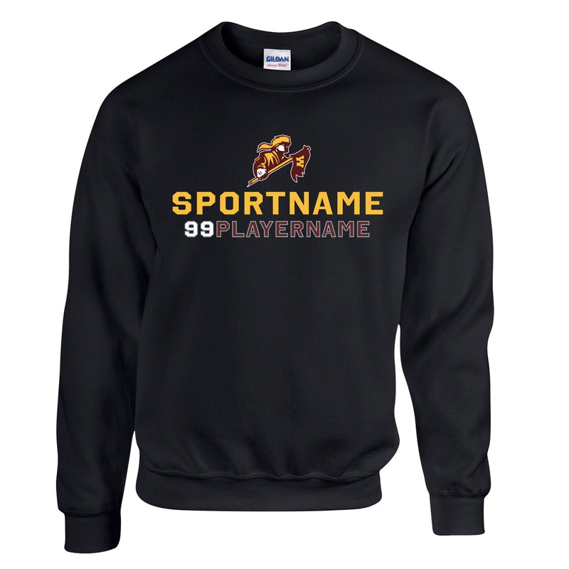 Fleece Crewneck - Black - Logo Sport Name