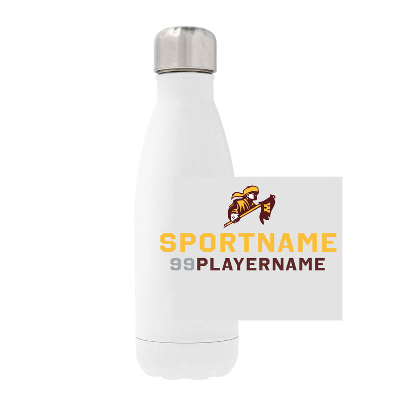 12oz Stainless Steel Water Bottle - White - Logo Sport Name