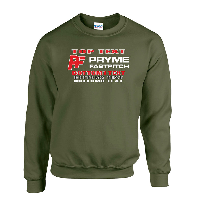 Fleece Crewneck - Military Green - Logo Text Drop