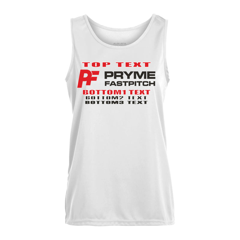 Girl's Performance Tank - White - Logo Text Drop