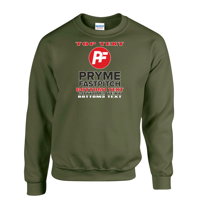 Fleece Crewneck - Military Green - Logo Text Drop