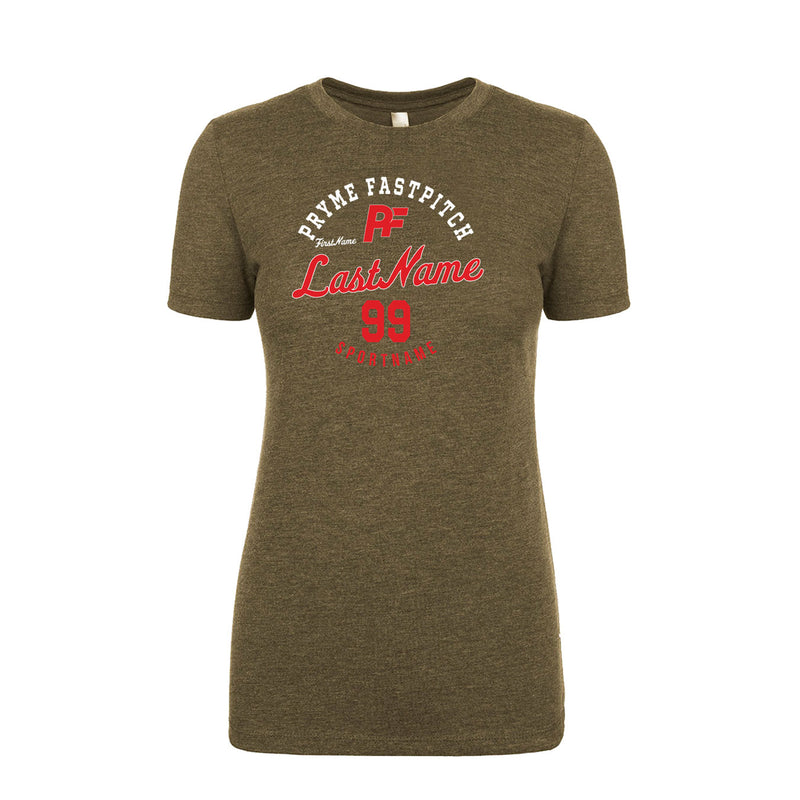 Women's Triblend T-Shirt - Military Green - Script Player