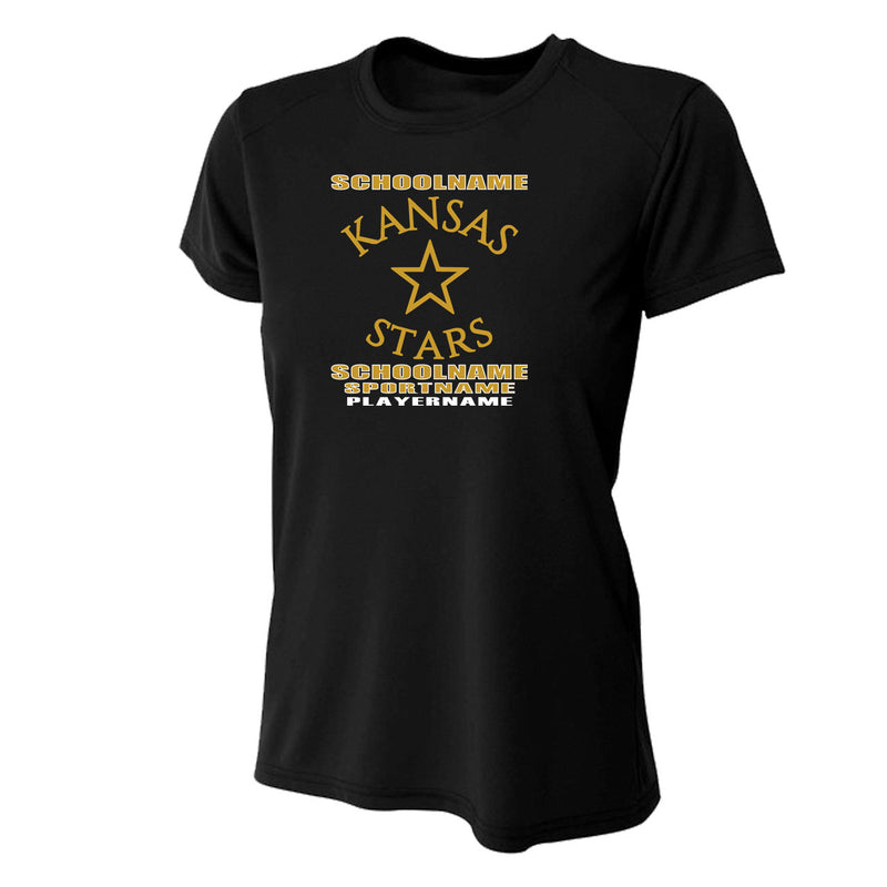 Women's Performance T-Shirt - Black - Logo Text Drop