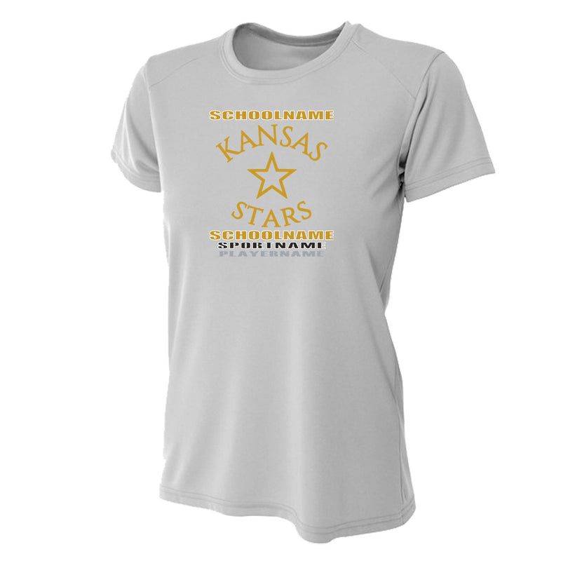 Women's Performance T-Shirt - Silver - Logo Text Drop