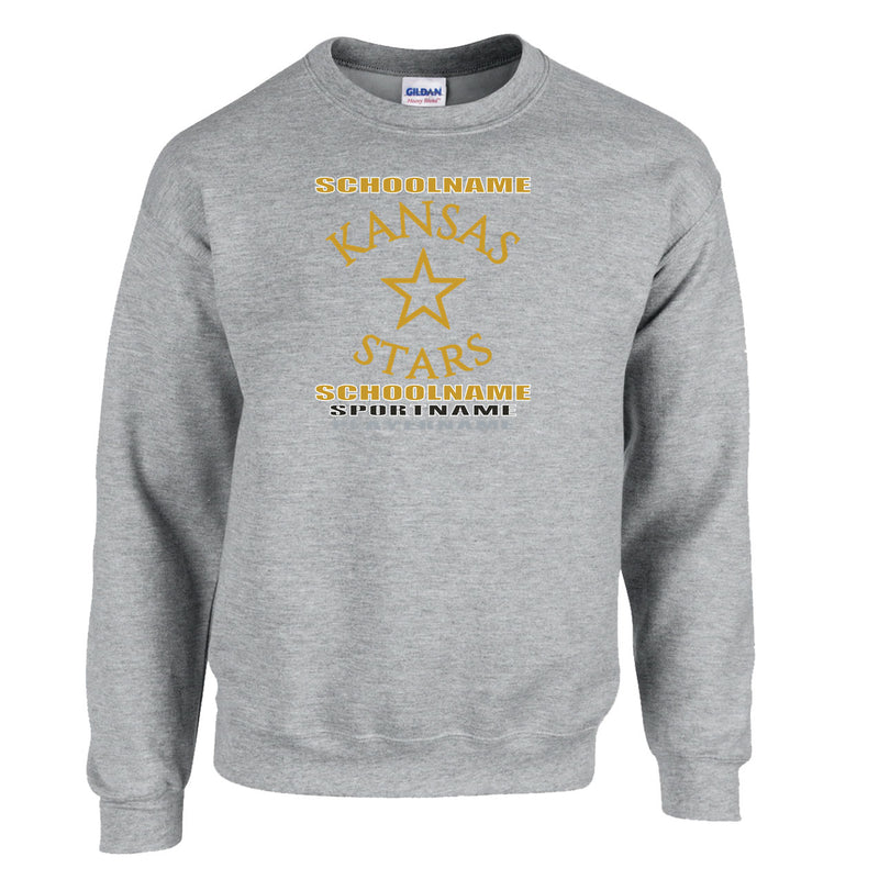 Fleece Crewneck - Sport Grey - Logo Text Drop