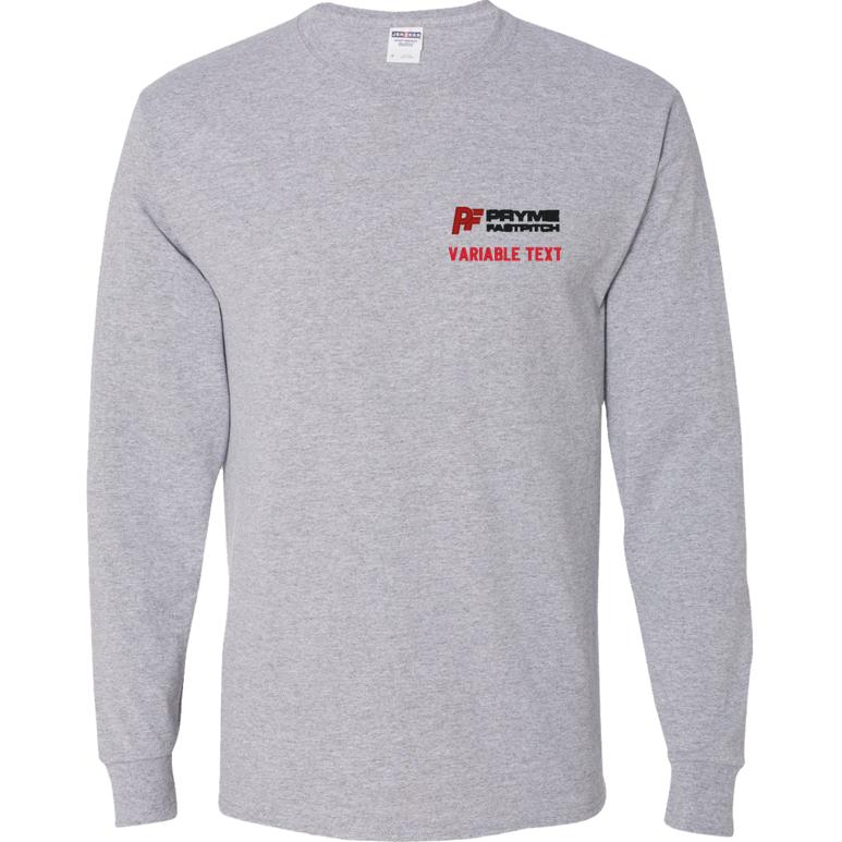 Youth Dri-Power Long Sleeve T-Shirt - Athletic Heather - Embroidery Text Drop