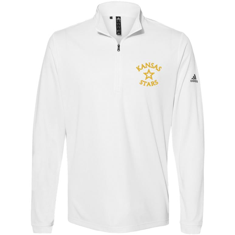 Adidas-Lightweight Quarter-Zip Pullover - White - Embroidery Text Drop