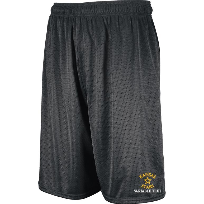 Russell DRI-POWER 9 inch Mesh Shorts - Black - Embroidery Text Drop