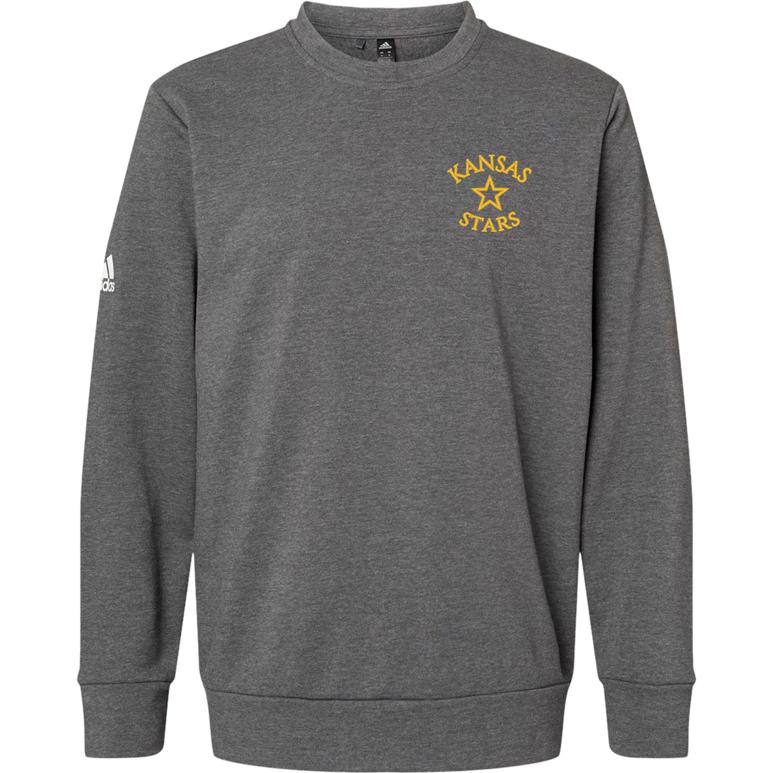 Adidas Fleece Crewneck Sweatshirt - Dark Grey Heather - Embroidery Text Drop