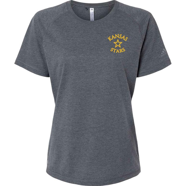 Adidas Women's Blended T-Shirt - Dark Grey Heather - Embroidery Text Drop