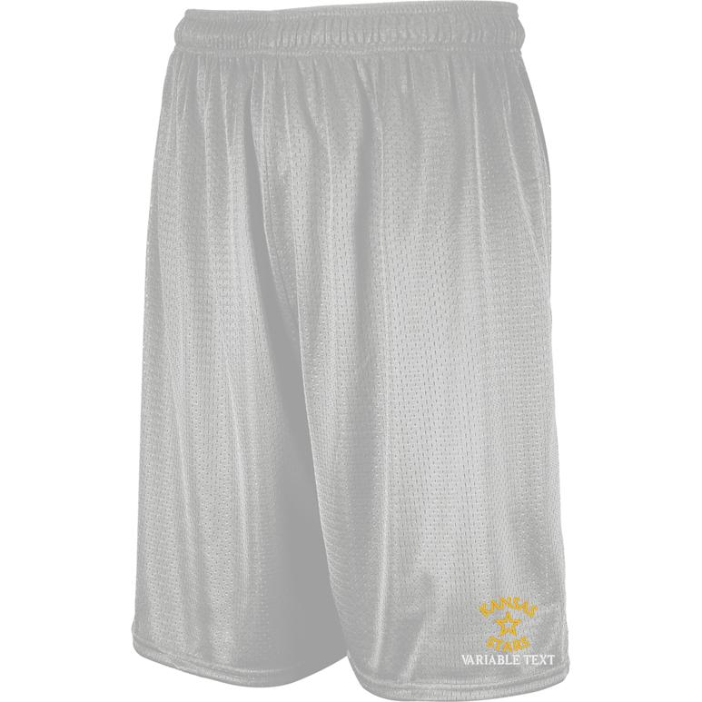 Russell DRI-POWER 9 inch Mesh Shorts - Grid Iron Silver - Embroidery Text Drop