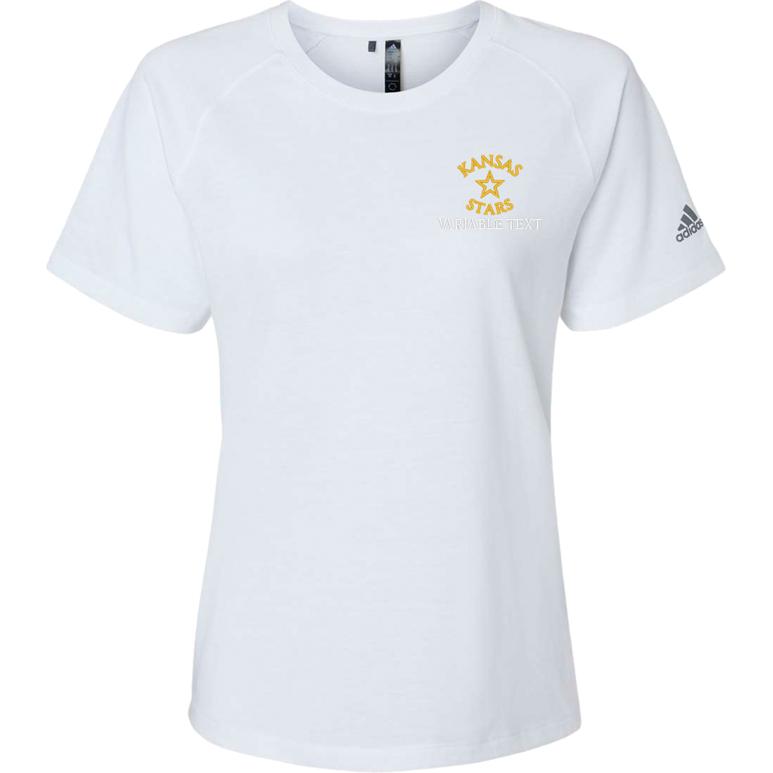 Adidas Women's Blended T-Shirt - White - Embroidery Text Drop