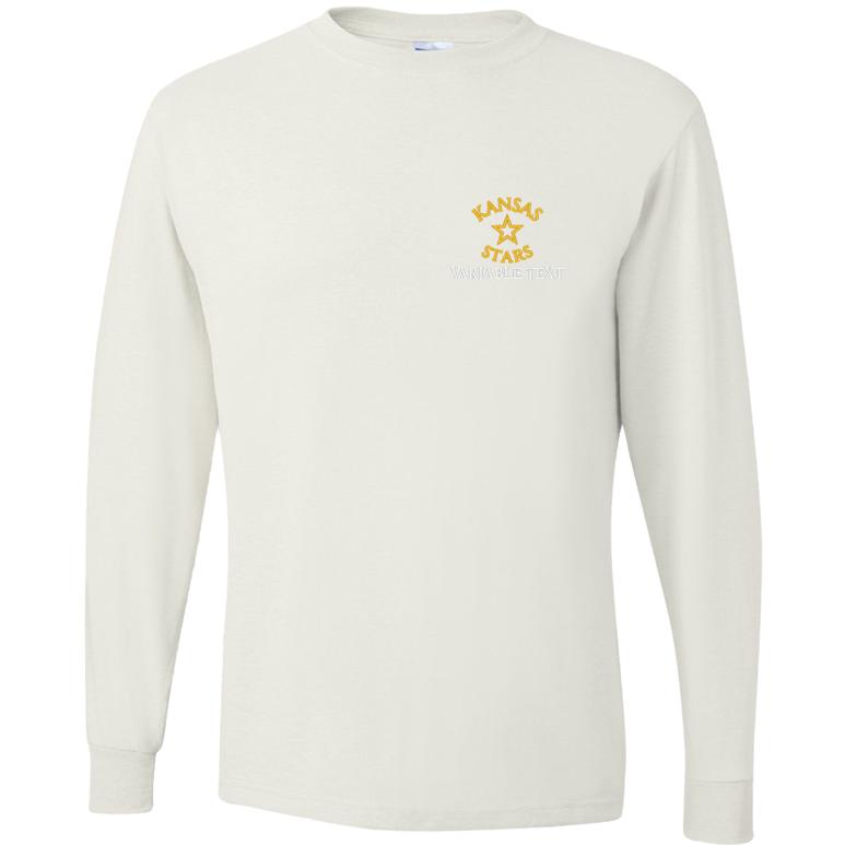 Dri-Power Long Sleeve T-Shirt - White - Embroidery Text Drop