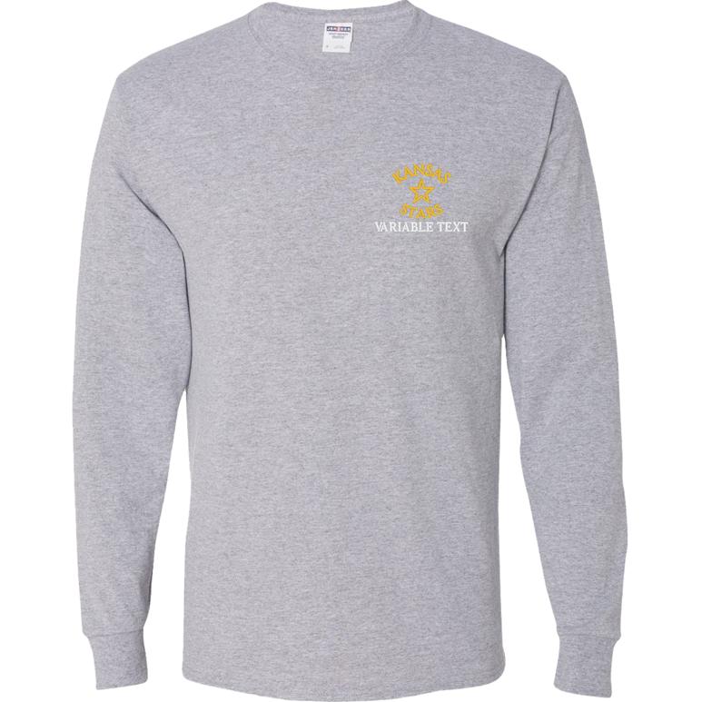 Youth Dri-Power Long Sleeve T-Shirt - Athletic Heather - Embroidery Text Drop