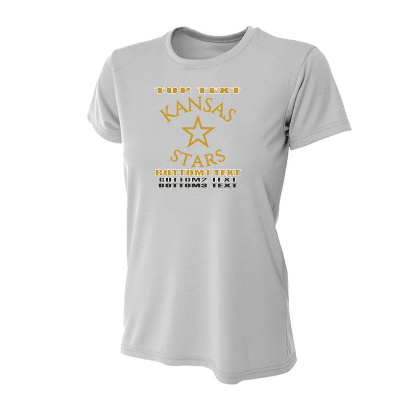 Women's Performance T-Shirt - Silver - Logo Text Drop