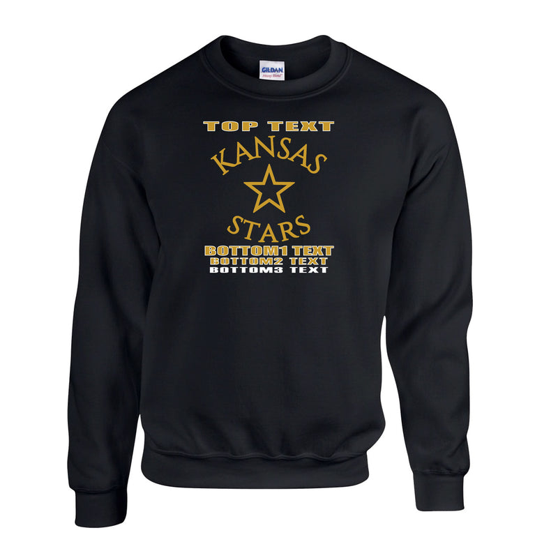 Fleece Crewneck - Black - Logo Text Drop