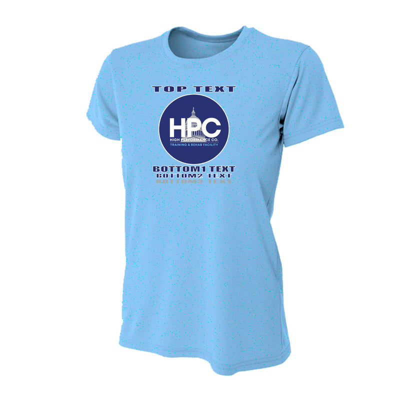 Women's Tight Fit Performance T-Shirt - Light Blue - Logo Text Drop