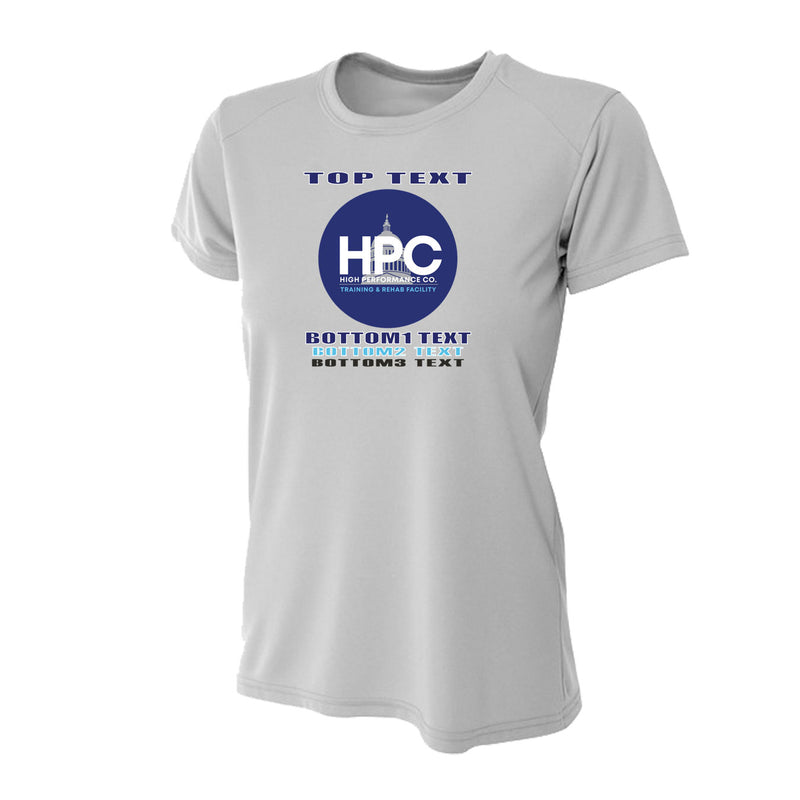 Women's Tight Fit Performance T-Shirt - Silver - Logo Text Drop