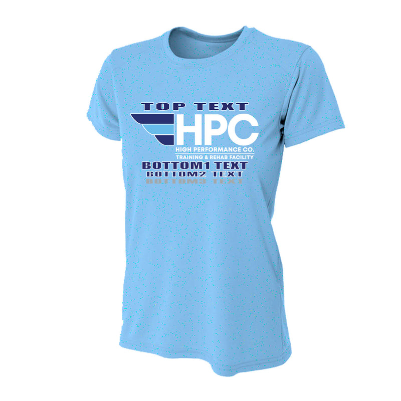 Women's Tight Fit Performance T-Shirt - Light Blue - Logo Text Drop