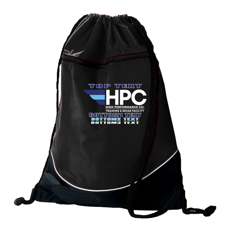 Augusta Tri-Color Drawstring Backpack - Black White