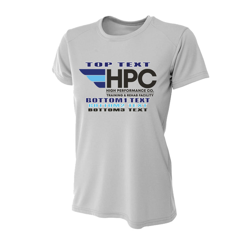 Women's Tight Fit Performance T-Shirt - Silver - Logo Text Drop