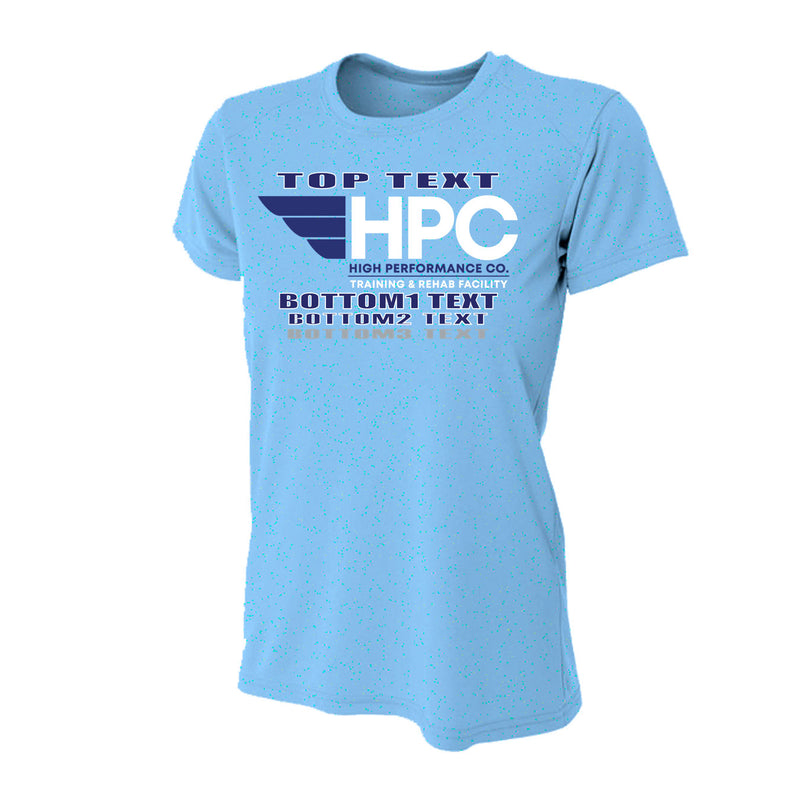 Women's Tight Fit Performance T-Shirt - Light Blue - Logo Text Drop