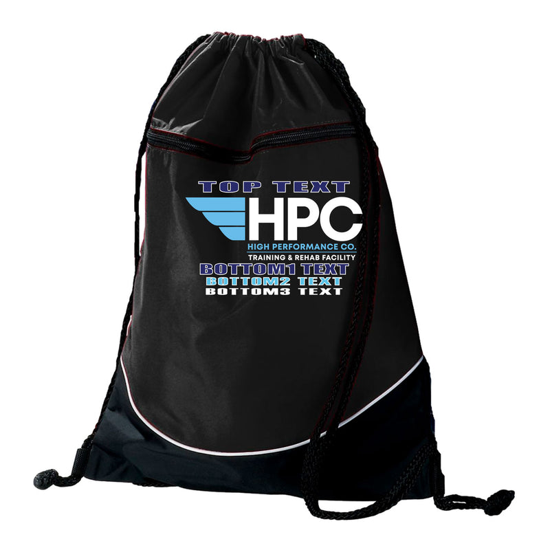 Augusta Tri-Color Drawstring Backpack - Black White