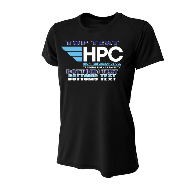 Women's Tight Fit Performance T-Shirt - Black - Logo Text Drop