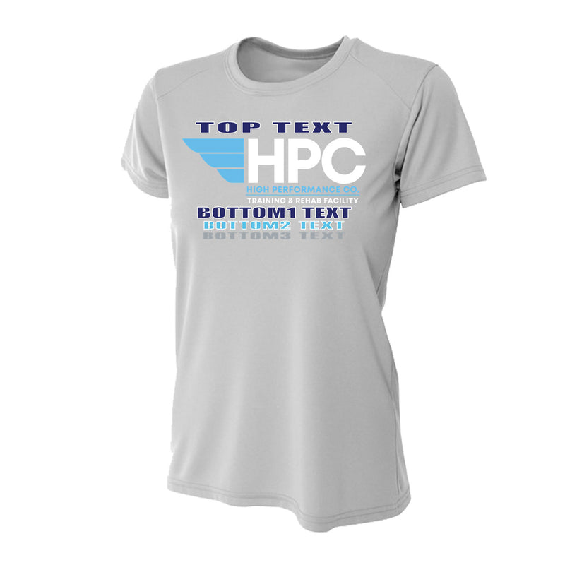 Women's Tight Fit Performance T-Shirt - Silver - Logo Text Drop