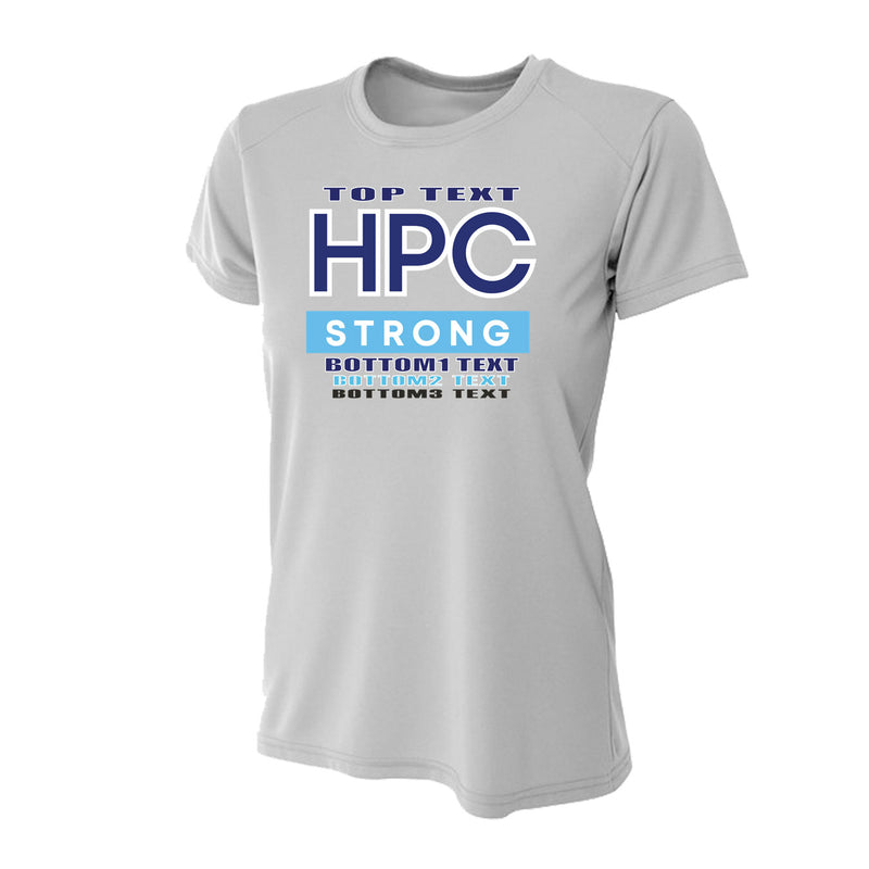 Women's Tight Fit Performance T-Shirt - Silver - Logo Text Drop